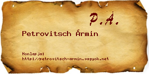 Petrovitsch Ármin névjegykártya